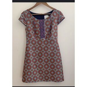 HD in Paris Geometric Print Dress - Short Sleeve Career Party - Size 08